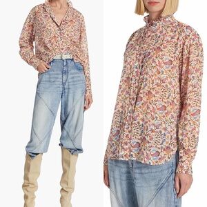 Isabel Marant Etoile | Gamble Blouse, Floral Print, Ruffle Detail, Cotton, 40